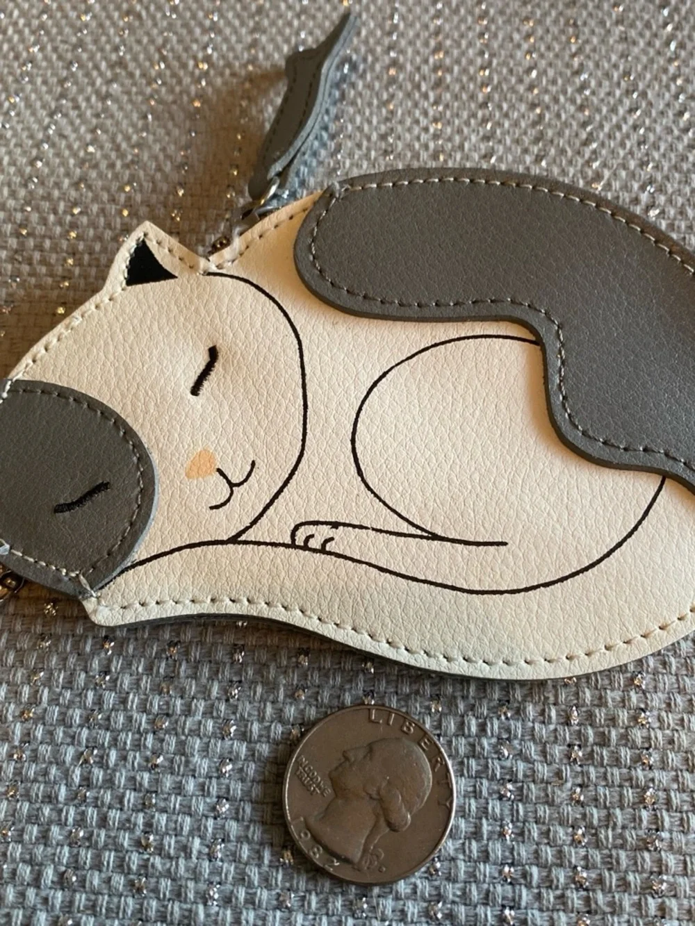 Rolfs White and Gray Sleeping Cat Keychain Charm